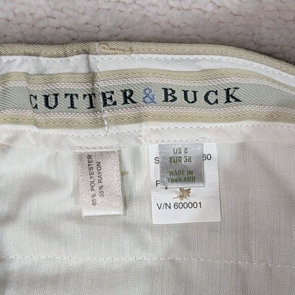 Ladies Cutter & Buck Notre Dame Khaki Shorts Size 8 Polyester Rayon - Picture 2 of 6